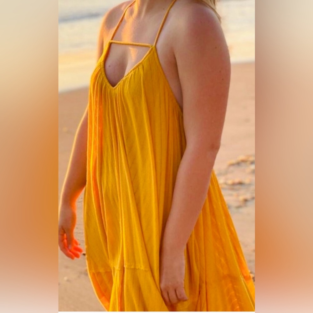NEW   Free people  fp beach Yellow dress FP beach size small